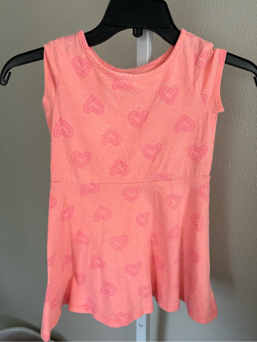 Cat & Jack Coral Pink Girls Tank Dress with Heart Accents Size 4T